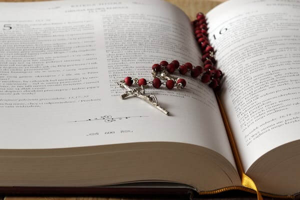 Catholic morning prayer with coffee and Scripture